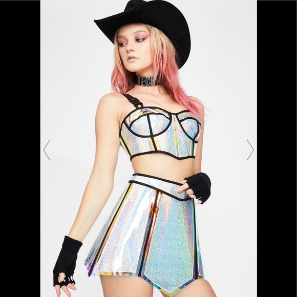 Dolls Kill Club Exx Chrome Opulent Hologram LAST 1 - Picture 2 of 8